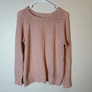 L.L. Bean‎ Pink Cotton Knit Sweater Long Sleeve Lightweight Size Small